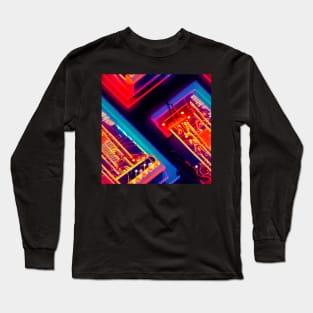 cyberpunk wires circuitboard futuristic electronics Long Sleeve T-Shirt